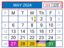 District School Academic Calendar for Juvenille Justice Alternative Prog for May 2024