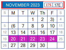 District School Academic Calendar for Juvenille Justice Alternative Prog for November 2023