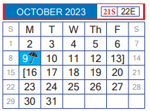 District School Academic Calendar for Nye Elementary for October 2023