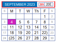 District School Academic Calendar for Juvenille Justice Alternative Prog for September 2023