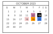 District School Academic Calendar for Boardman Creek Public School for October 2023