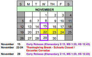 District School Academic Calendar for Skoff Elementary for November 2023