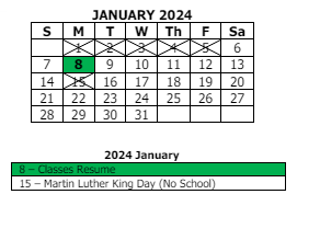 District School Academic Calendar for Hayes Leonard Elementary Sch for January 2024