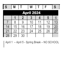 District School Academic Calendar for Ventura High for April 2024