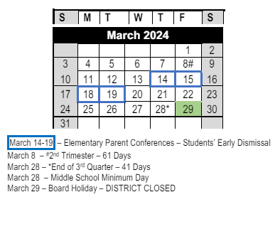 District School Academic Calendar for Serra (junipero) Elementary for March 2024