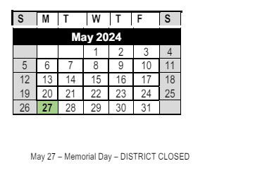 District School Academic Calendar for Serra (junipero) Elementary for May 2024