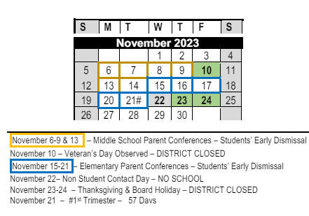 District School Academic Calendar for Anacapa Middle for November 2023