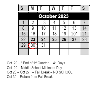 District School Academic Calendar for Loma Vista Elementary for October 2023