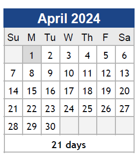 District School Academic Calendar for Sherman Ave Elementary for April 2024