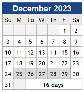 District School Academic Calendar for Sherman Ave Elementary for December 2023