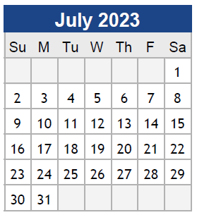 District School Academic Calendar for Sherman Ave Elementary for July 2023