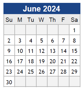 District School Academic Calendar for Sherman Ave Elementary for June 2024