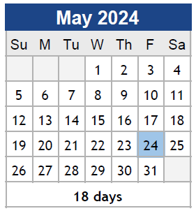 District School Academic Calendar for Sherman Ave Elementary for May 2024