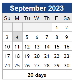 District School Academic Calendar for Sherman Ave Elementary for September 2023