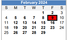 District School Academic Calendar for Homebound for February 2024