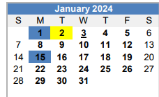 District School Academic Calendar for Homebound for January 2024