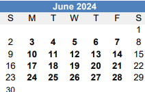 District School Academic Calendar for Homebound for June 2024