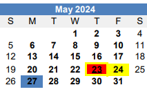 District School Academic Calendar for Homebound for May 2024