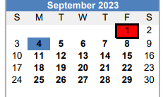 District School Academic Calendar for Homebound for September 2023