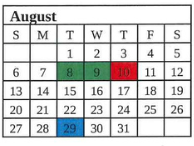 District School Academic Calendar for West Vigo High School for August 2023