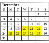District School Academic Calendar for Chauncey Rose Middle Sch for December 2023