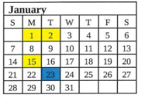 District School Academic Calendar for Terre Haute North Vigo High Sch for January 2024