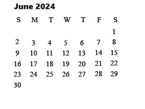 District School Academic Calendar for Terre Town Elementary School for June 2024