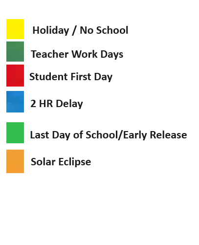 District School Academic Calendar Legend for Sugar Grove Elementary School