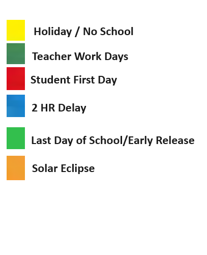 District School Academic Calendar Legend for Hoosier Prairie Elem School