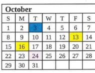 District School Academic Calendar for Terre Haute South Vigo High Sch for October 2023