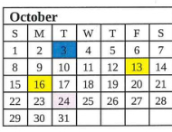 District School Academic Calendar for Terre Town Elementary School for October 2023