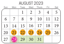 District School Academic Calendar for Creeds Elementary for August 2023