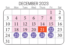 District School Academic Calendar for Green Run Elementary for December 2023
