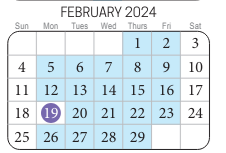 District School Academic Calendar for Creeds Elementary for February 2024