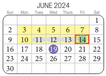 District School Academic Calendar for Creeds Elementary for June 2024
