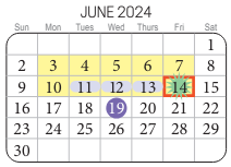 District School Academic Calendar for Green Run Elementary for June 2024