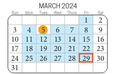 District School Academic Calendar for Creeds Elementary for March 2024