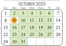 District School Academic Calendar for Green Run Elementary for October 2023