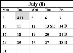 District School Academic Calendar for El Diamante High School for July 2023