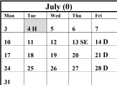 District School Academic Calendar for Highland Elementary for July 2023