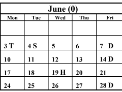 District School Academic Calendar for Oak Grove Elementary for June 2024