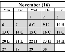 District School Academic Calendar for Sequoia High (CONT.) for November 2023