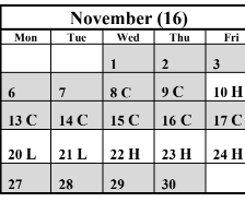 District School Academic Calendar for Highland Elementary for November 2023