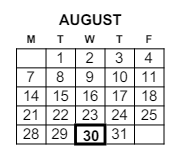 District School Academic Calendar for Paxton Center for August 2023