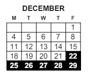 District School Academic Calendar for Paxton Center for December 2023