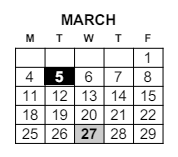 District School Academic Calendar for Paxton Center for March 2024