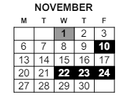 District School Academic Calendar for Paxton Center for November 2023