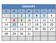 District School Academic Calendar for Cedar Ridge Elementary School for January 2024