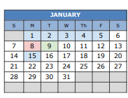 District School Academic Calendar for Stars High School for January 2024