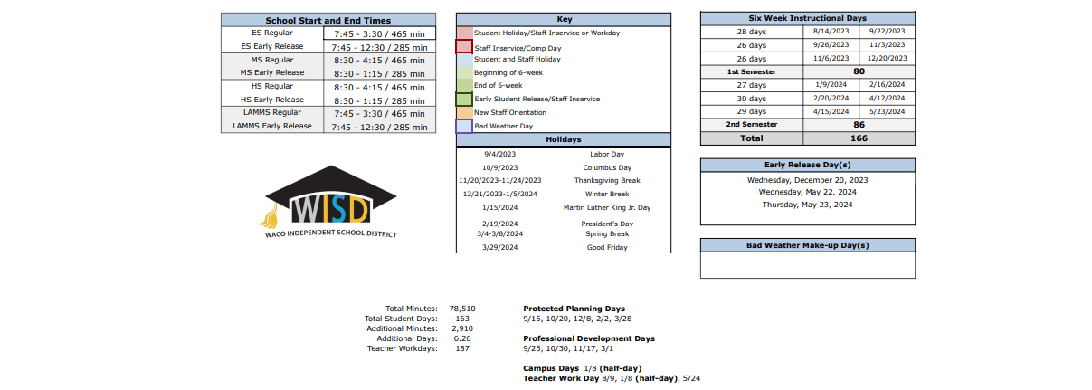 District School Academic Calendar Key for Bell's Hill Elementary School